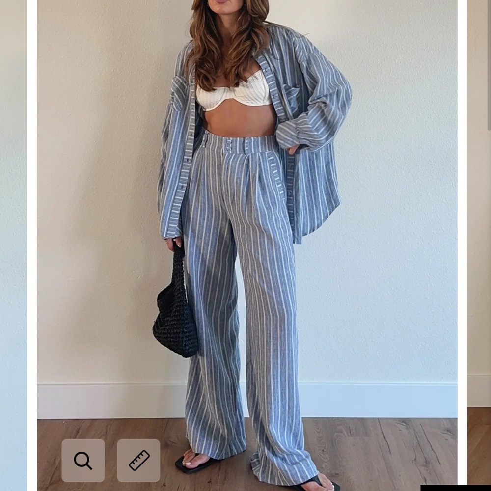 Z Supply Blue & White Striped Wide Leg Pants